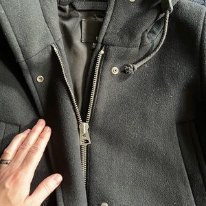 WOMENS WILDRED FREE WOOL CASHEMERE BELND HOODED DRESS COAT